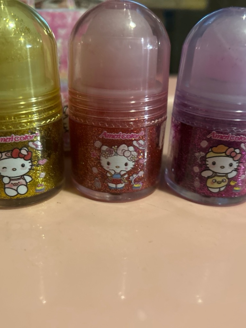 Hello Kitty Glitter Stamp Trio - Gold, Red, Purple